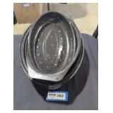 Vintage granite ware roasting pots lot.