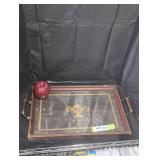 Wooden serving tray.