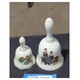 Norman Rockwell porcelain bell and Christmas bell.