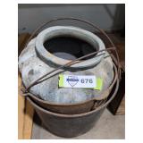 Buckets and flower Pot