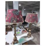 Pair of vintage brass base table lamps.