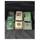 Trio of Die cast metal Army pick up trucks.