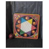 Metal Chinese checker board.