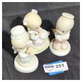 3  "precious moments" porcelain figurines lot.