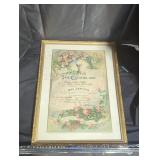 Framed religious certificate.