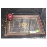 Wooden serving tray.