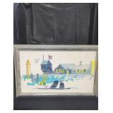 Vintage crewel embroidery (23in W by 15 1/2in L).