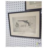Trio of Colts patient fire arms framed drawings.