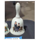 Norman Rockwell porcelain bell and Christmas bell.