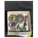 Costume jewelry pins lot.