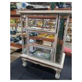 3 drawer - mirrored night stand no knobs