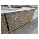 60" Double Sink Vanity w/ Light Brown Cabinet