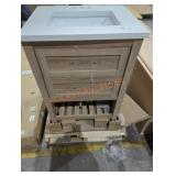 24" x 19" x 34.5" Beige Vanity w/ White Top