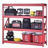 4-Tier Red Steel Shelving Unit (77"W)