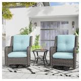 Wicker Rocking Chair Set with Cushions