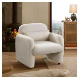 Moderne Beige Boucle Upholstery Arm Chair