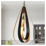 Modern Black 4-Light Cage Chandelier