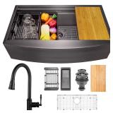 Matte Black Kitchen Sink with Faucet