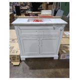 36" x 34.75" x 19" White Vanity With Sink Top