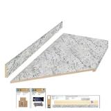 8 ft Left Miter Countertop Kit - White