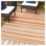 Castara Wavy Stripe Rug   Orange/Cream 4x6