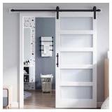 38x84 in. 5-Lite Frosted Barn Door