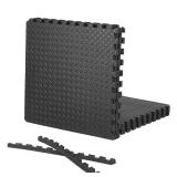 Black EVA Gym Flooring Tiles 24x24 (6 Pack)