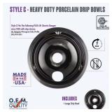 (2) 6in. and 8 in. Drip Bowl in Black Porcelain