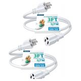 DEWENWILS 3 ft Extension Cord, 16 AWG, 2-Pack
