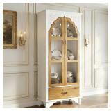 Tall Kitchen Pantry with Glass Doors, White