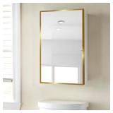 16x28 in Gold Metal Mirrored Medicine Cabinet