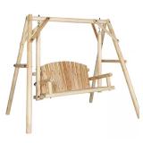 4.4 ft 2-Person Fir Wood Swing with A-Frame
