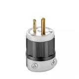 Leviton 15A 125V Straight Plug, Black/White