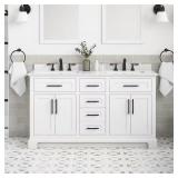 Doveton 60" Double Sink Vanity, Sage Green W Whit
