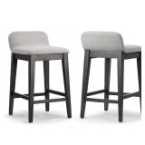Atia 25" Black Rubberwood Bar Stool Set 2