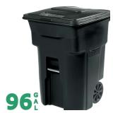 Toter 96 Gal Black Rolling Trash Can with Lid