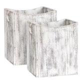 Rustic Wood Trash Can with Handles Set of 2