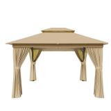 Beige Outdoor Gazebo 12x10 Metal Frame