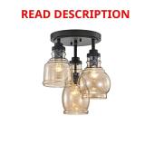 (Damaged Glass Shade) Mavis 13.8 in. 3-Light Flus