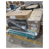 Skid Lot: Cabinets, Microwave, Flooring, Racks