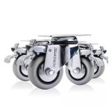 3 in. Swivel Plate Casters, Brake, 4-Pack