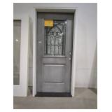 Grey Stain Glass Front Door, 36x80, Framed