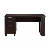 59 in. Espresso 3-Drawer Desk with Storage