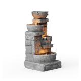 Outdoor Zen Garden Waterfall Fountain LED