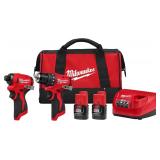 Milwaukee M12 Subcompact 2-Tool Kit, Battery