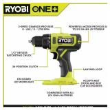 RYOBI ONE+ 18V Drill/Driver & Charger