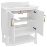 Vega 30 in. Vanity with Sink, White/Gold