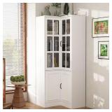 78.9-in Tall White 5-Shelf Corner Bookcase