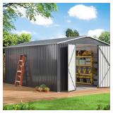 Outdoor Metal Shed with Floor, Lockable Doors onl