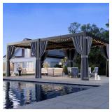 VIWAT 12x20 Black Aluminum Pergola with Roof